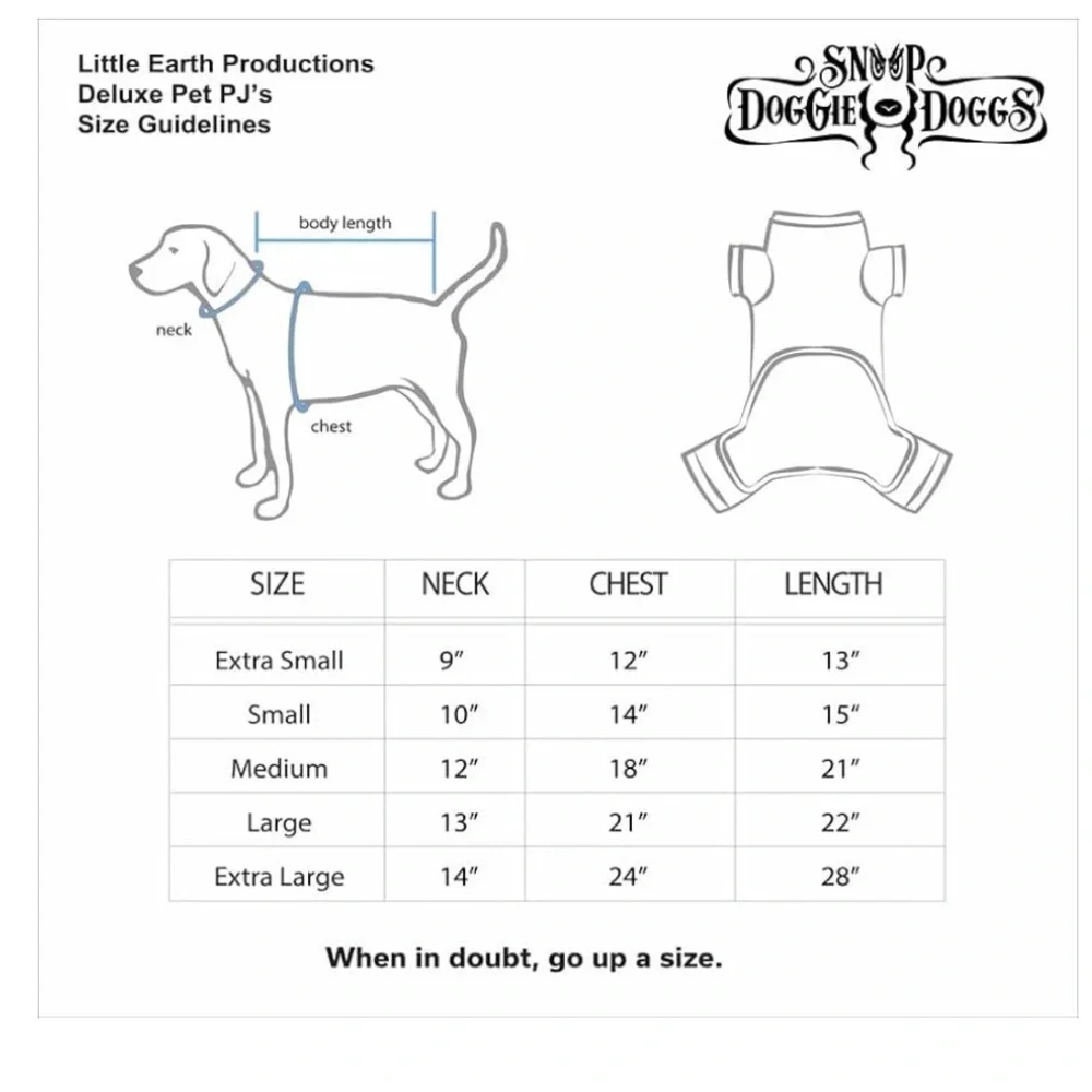 NEW Snoop Doggie Doggs Deluxe Pet PJs w/an Off The Chain graphic print, size M